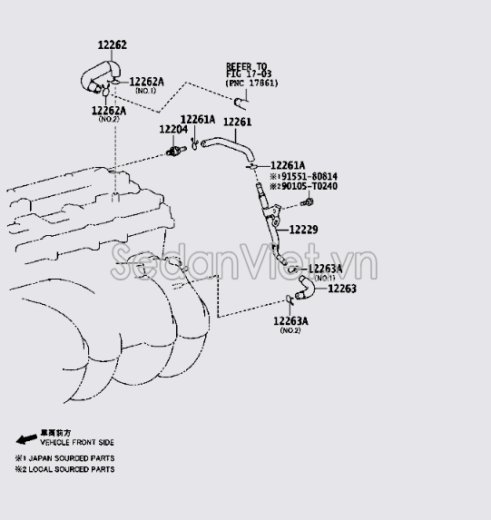 Ống hơi thừa nắp dàn cam Toyota Innova 2012-2013