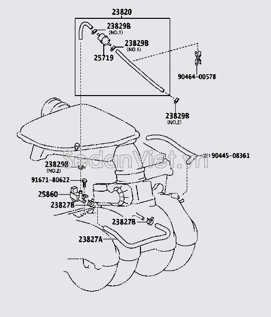 Ống hơi van chân không Toyota Innova 2012-2013