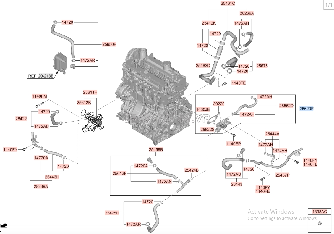 Ống nước vào giàn sưởi KIA Carnival 2021-2024