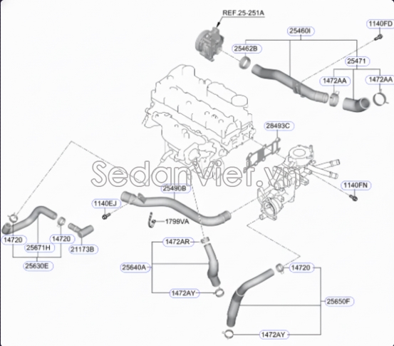 Ống nước Hyundai Santafe 2006-2008
