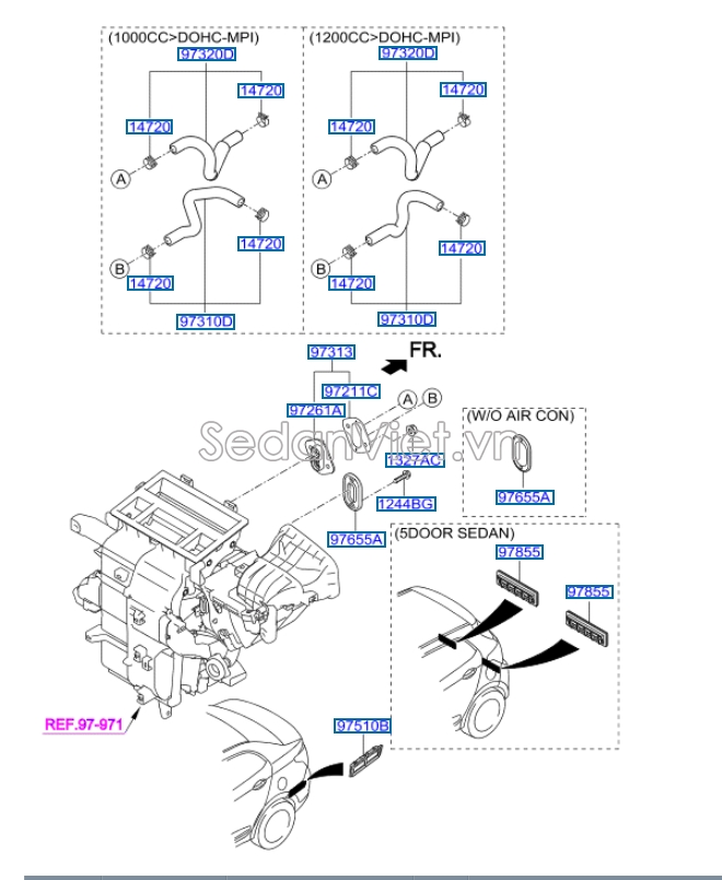 Ống nước vào giàn sưởi Hyundai i10 Grand 2014-2016