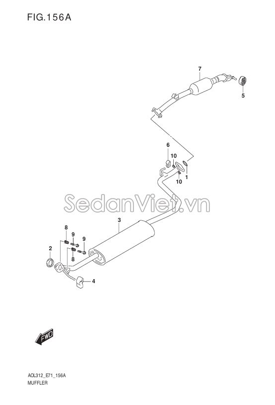 Cao su treo ống xả đoạn cuối vị trí cuối Suzuki Carry Pro 2019