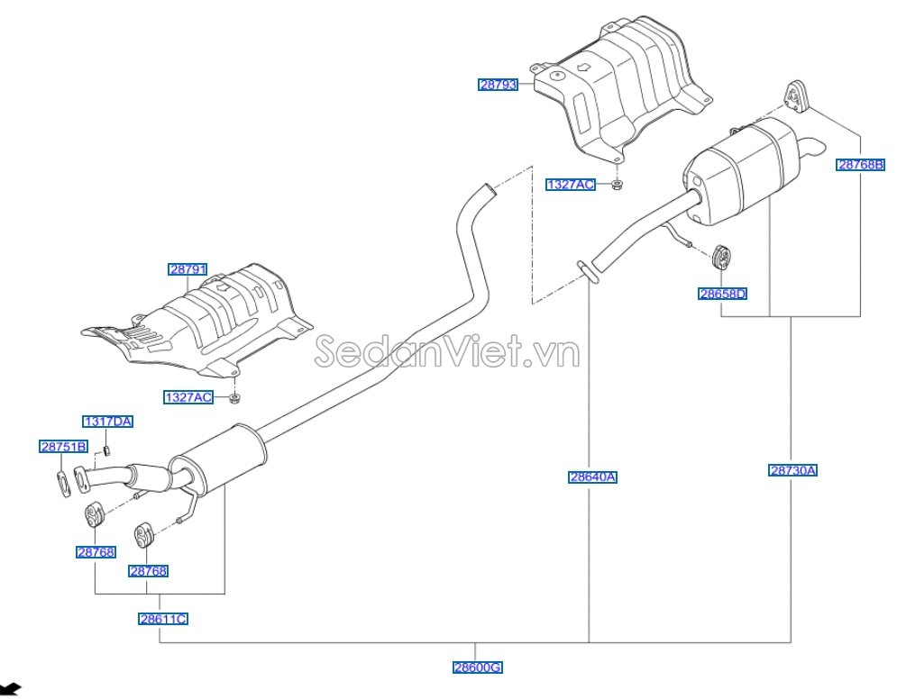 Gioăng ống xả Hyundai i10 Grand 2014-2016