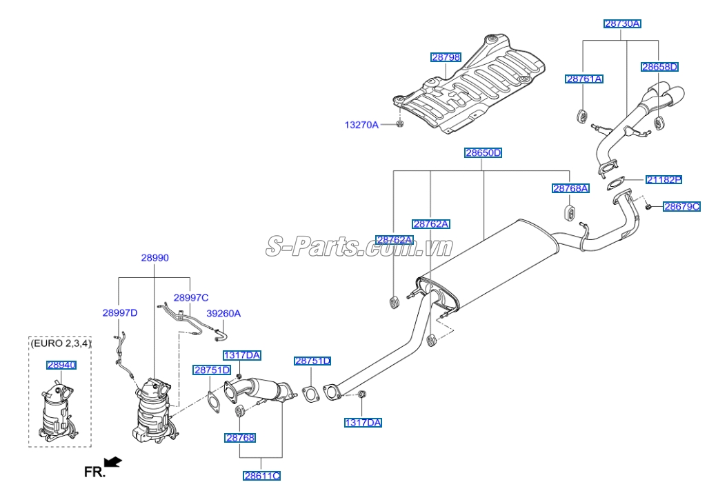 Cao su treo ống xả Hyundai i10 Grand 2014-2016