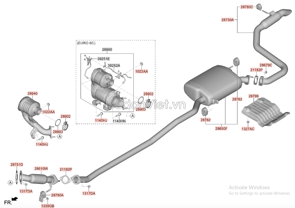 Cao su treo ống xả Hyundai Santafe 2019-2021