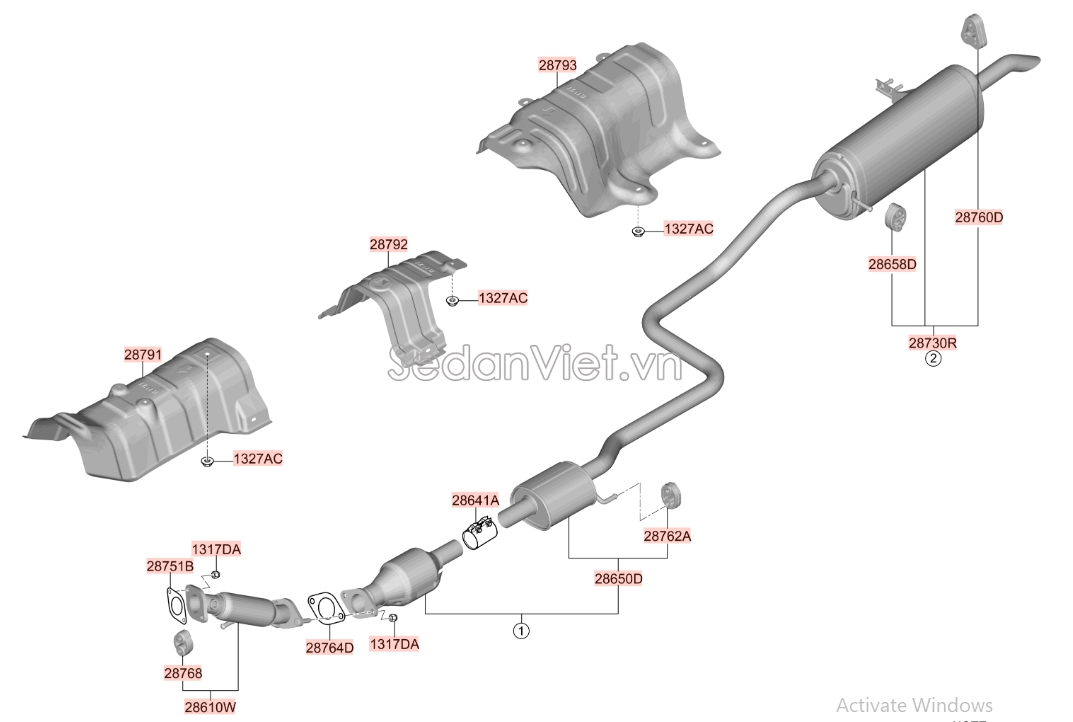 Gioăng ống xả Hyundai i10 Grand 2014-2016