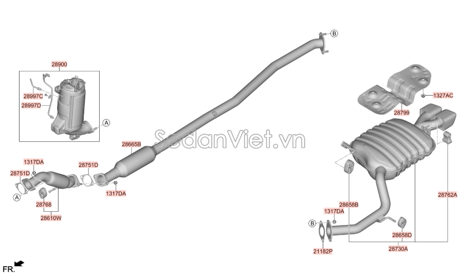 Gioăng ống xả Hyundai Santafe 2019-2021