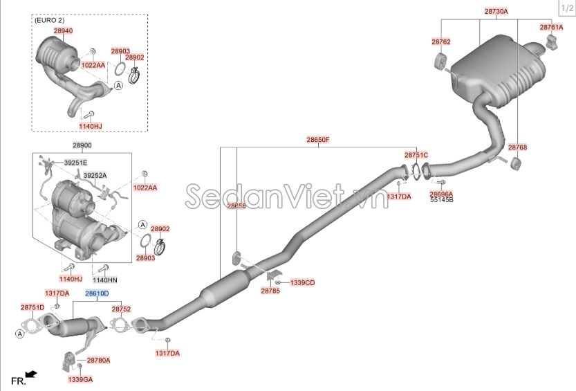 Cao su treo ống xả Hyundai Santafe 2019-2021