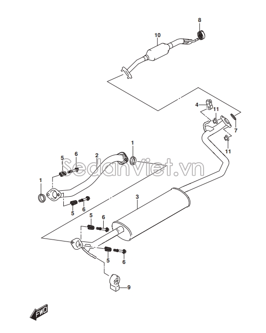 Cao su treo ống xả đoạn giữa Suzuki Ertiga 2023-2024
