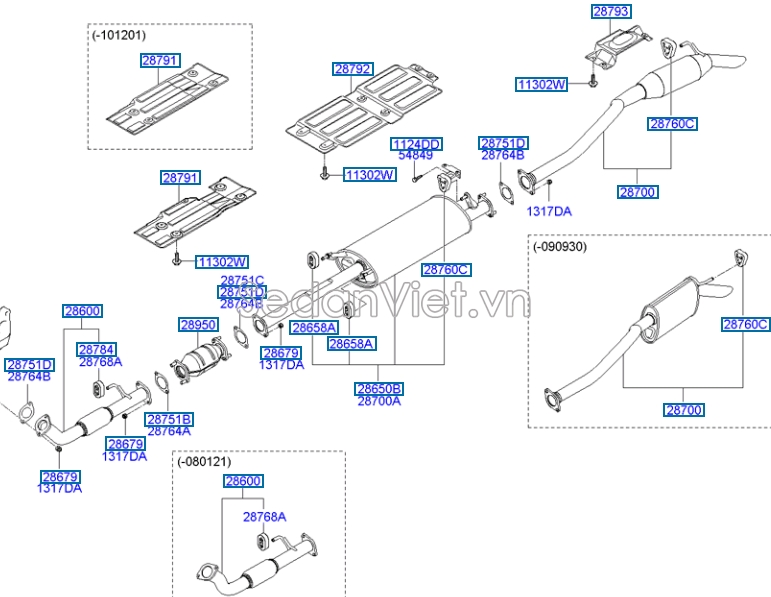 Gioăng ống xả Hyundai i10 Grand 2014-2016