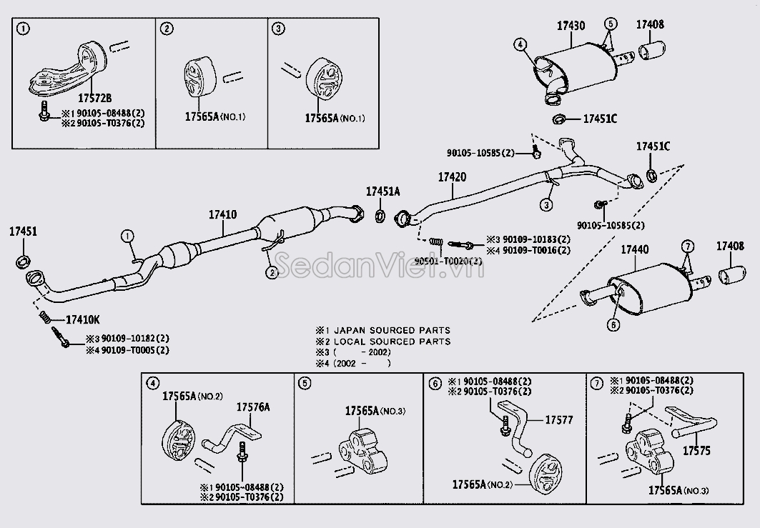 Cao su treo ống xả Toyota Camry 2007-2008