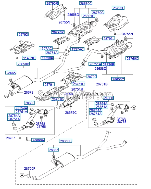 Ống xả đoạn giữ Hyundai Santafe 2010