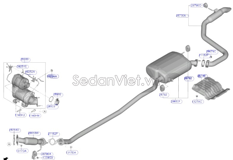 Gioăng ống xả Hyundai Santafe 2019-2021
