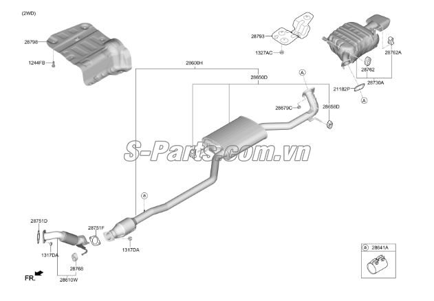 Ống xả đoạn giữa Hyundai Santafe 2019