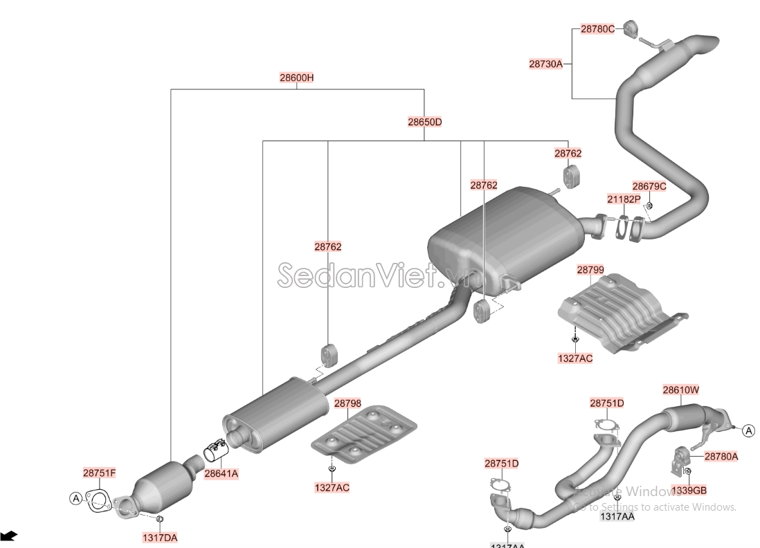 Cao su treo ống xả Hyundai Santafe 2019-2021
