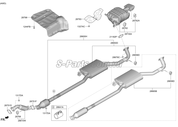 Ống xả đoạn giữa Hyundai Santafe 2019