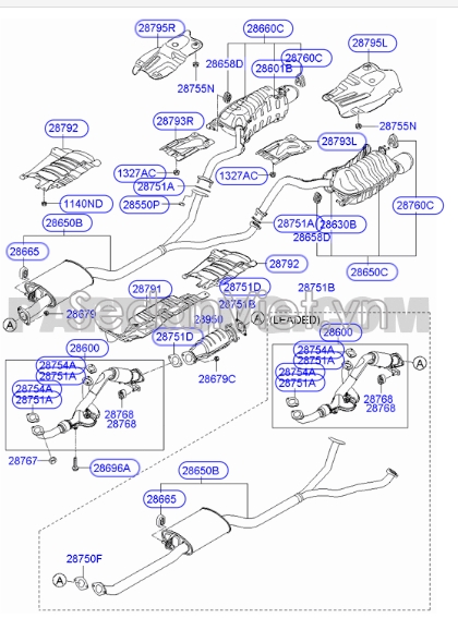 Cách nhiệt ống xả Hyundai Santafe 2006-2008