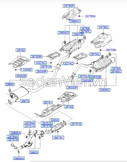 Cách nhiệt ống xả Hyundai Santafe 2006-2008