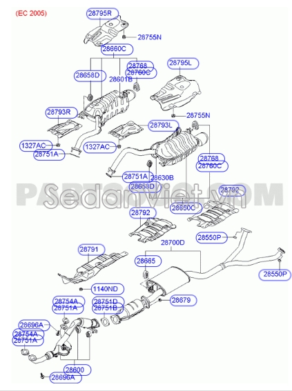 Cách nhiệt ống xả Hyundai Santafe 2006-2008