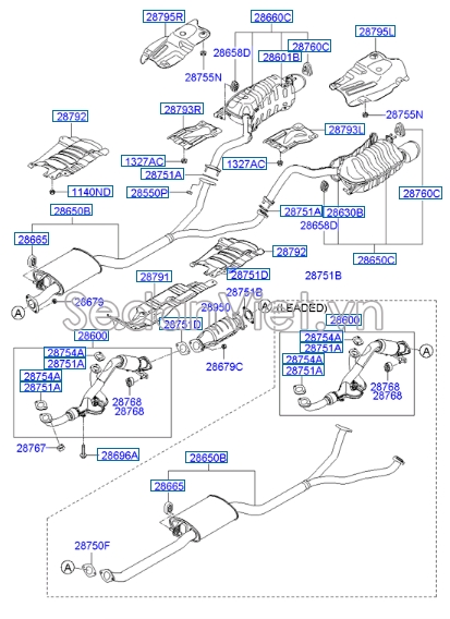 Cách nhiệt ống xả Hyundai Santafe 2006-2008