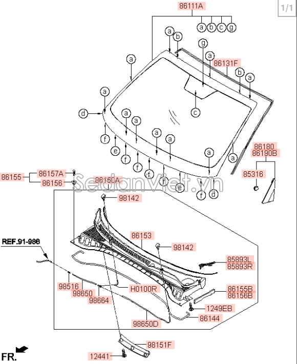 Gioăng kính chắn gió Hyundai Tucson 2015