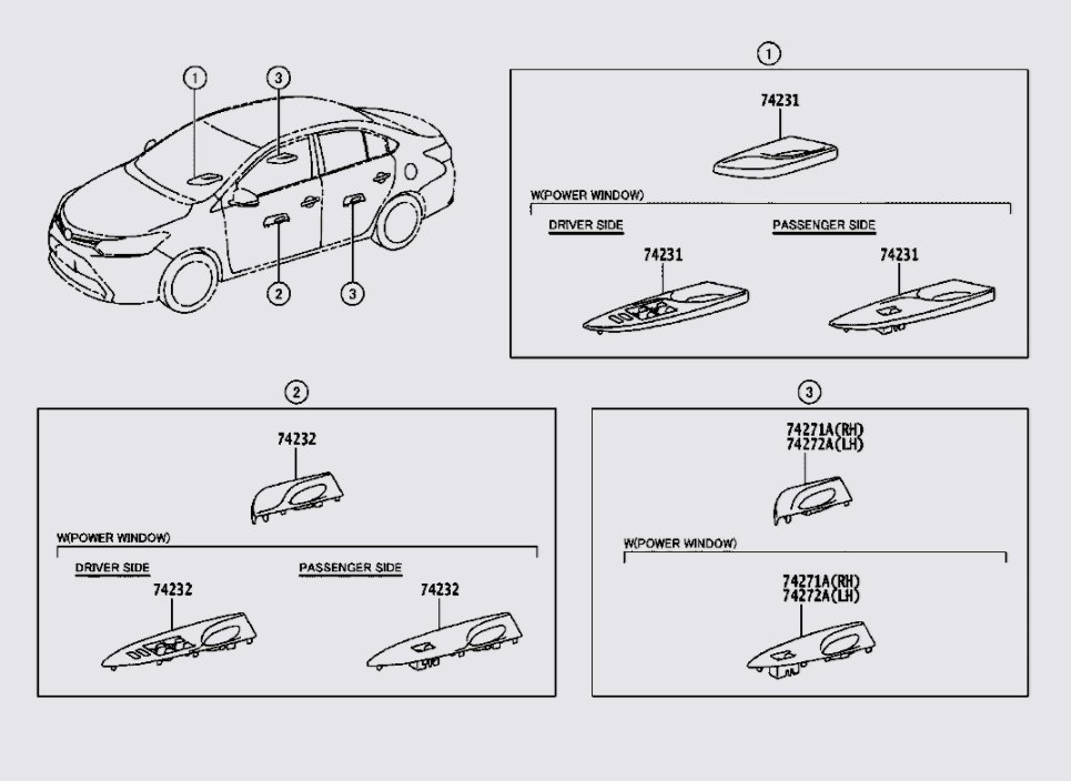 Ốp trang trí công tắc nâng kính Toyota Vios 2014-2016