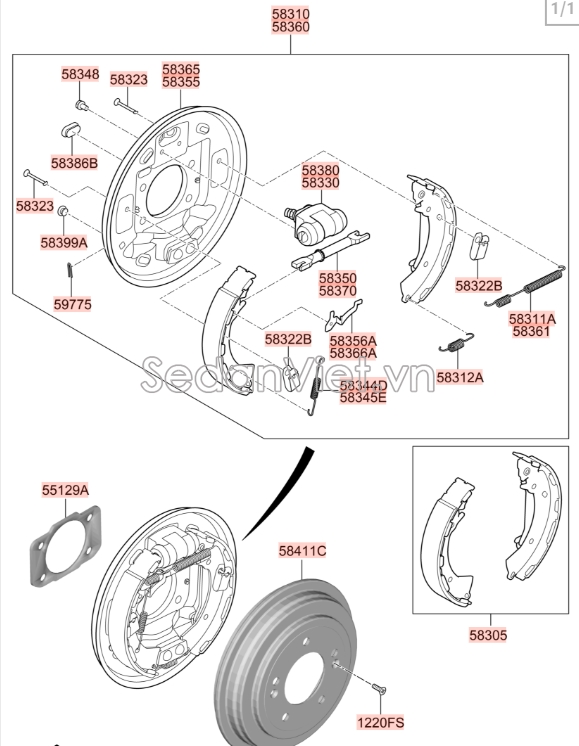 Cần chỉnh phanh đỗ xe Hyundai i10 Grand 2014-2016