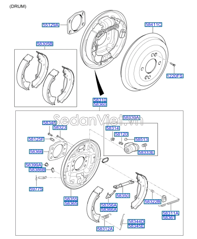 Tăm bua phanh sau KIA Rio 2009-2011