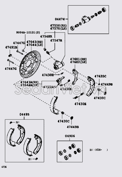 Má phanh sau guốc Toyota Wigo 2017