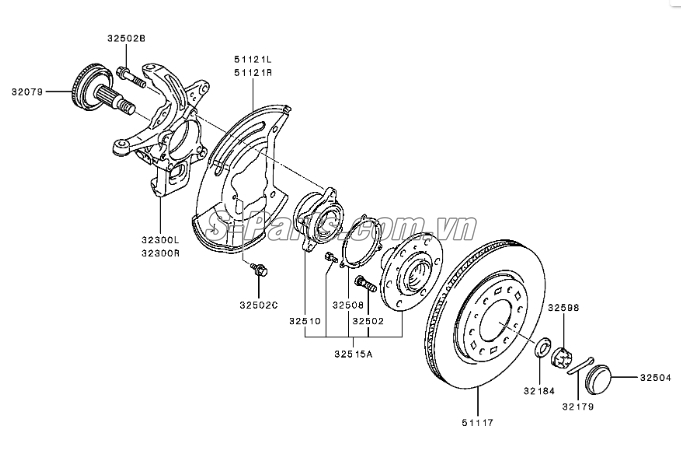 Bi moay ơ trước Mitsubishi Triton 2005-2009
