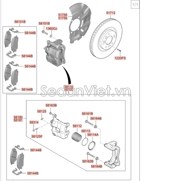 Phớt chụp bụi piston phanh trước ( ngoài ) KIA Rondo 2015-2017