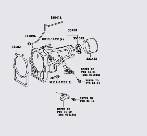 Vỏ đuôi hộp số tự động Toyota Fortuner 2013-2015