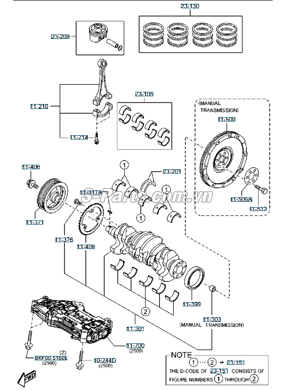 Phớt đuôi trục cơ Mazda 2 2015-2017
