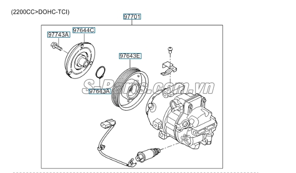 Đĩa từ lốc điều hòa Hyundai Santafe 2019-2021