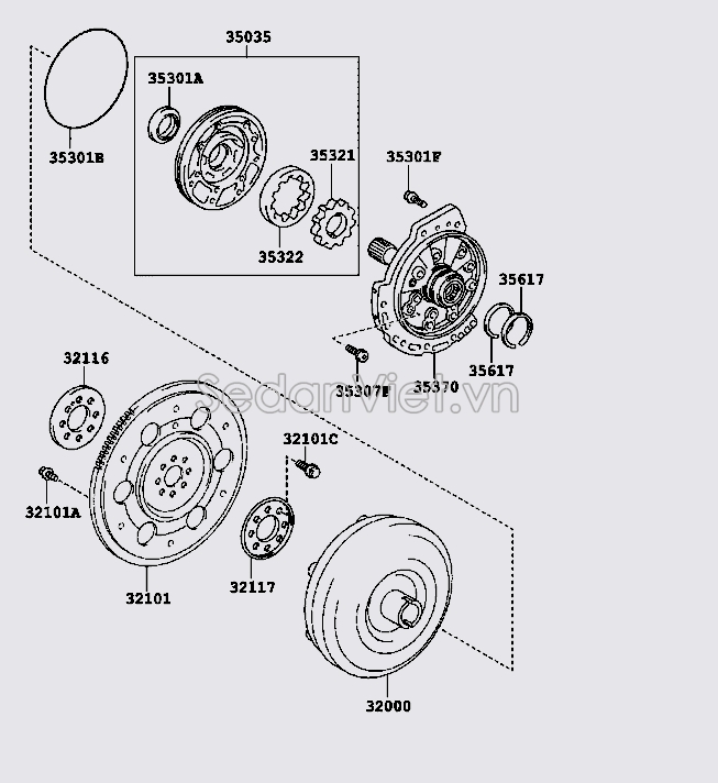 Trục láp trong bơm dầu hộp số tự động Toyota Camry 2007-2008