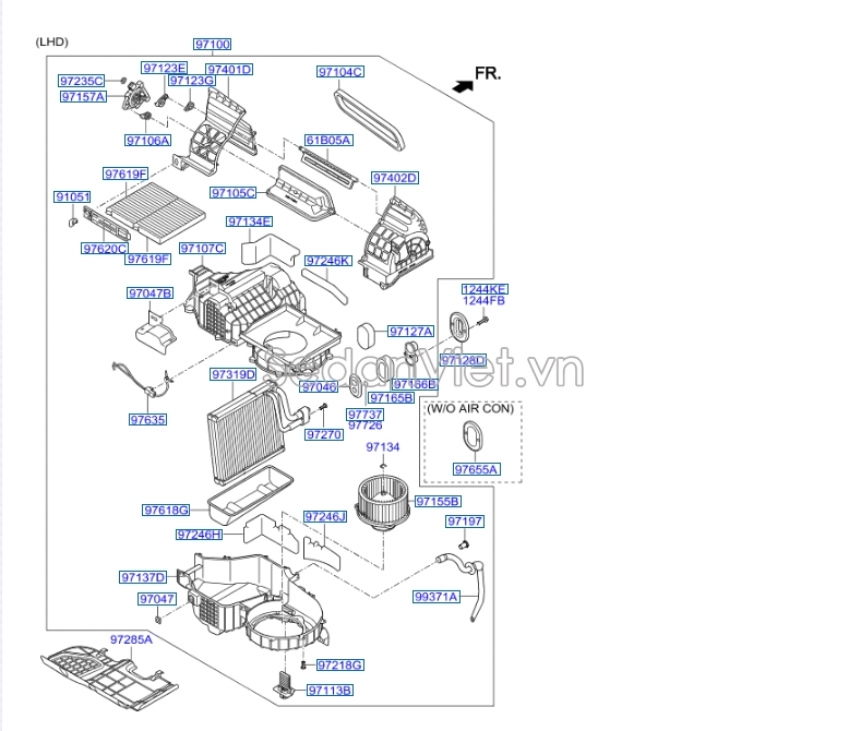 Giàn lạnh trong xe Hyundai Starex 2014-2016