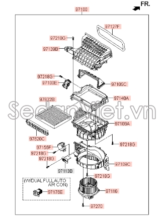 Motor mở gió điều hoà trong Hyundai Tucson 2010-2012