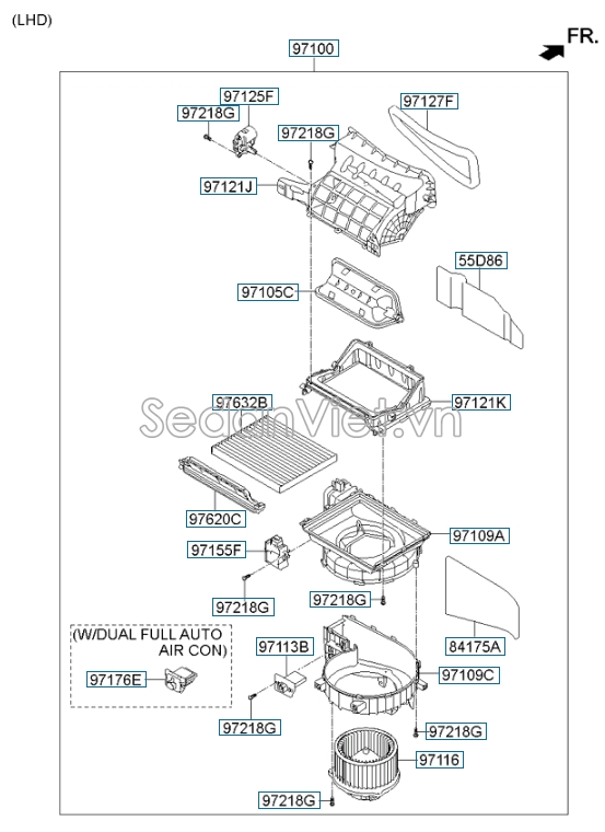 Mô tơ mở cửa gió điều hòa Hyundai Santafe 2013-2015
