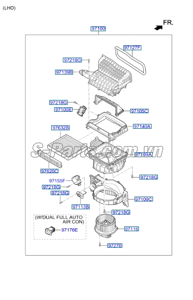 Motor mở gió điều hoà trong Hyundai Tucson 2010-2012
