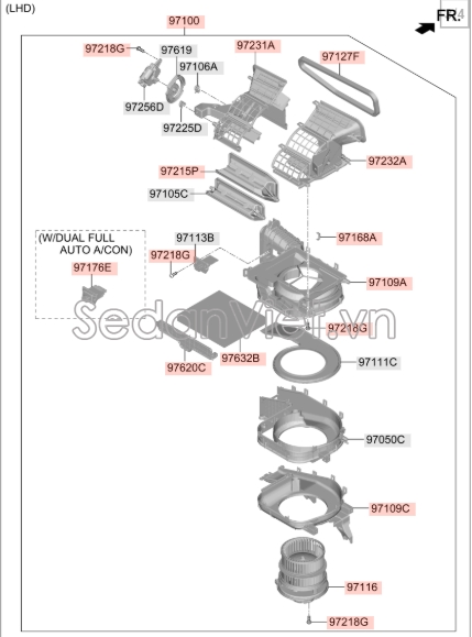 Động cơ Quạt gió điều hòa Hyundai Santafe 2019-2021