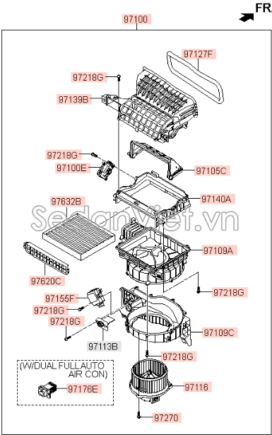 Motor mở gió điều hoà trong Hyundai Tucson 2010-2012