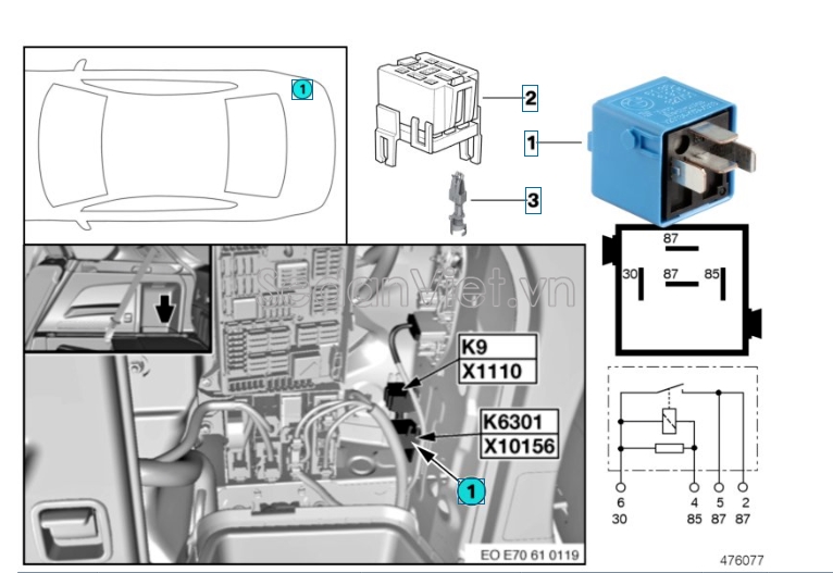 Rơ le 5 chân BMW 750i 2009