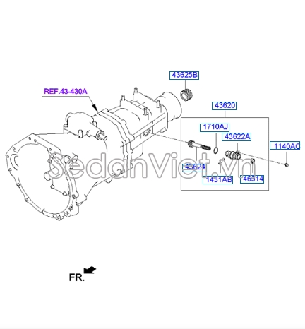 Bánh răng đếm km đuôi hộp số Hyundai Porter 2 2013