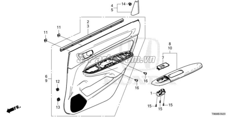 Công tắc lên xuống kính trước Honda City 2017-2020