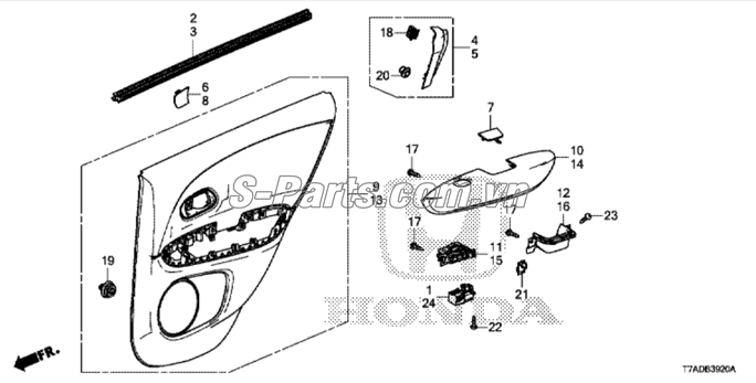 Công tắc lên xuống kính trước Honda City 2017-2020