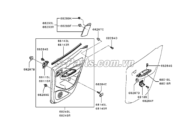 Tay mở cửa trong trước Mitsubishi Attrage 2014-2018