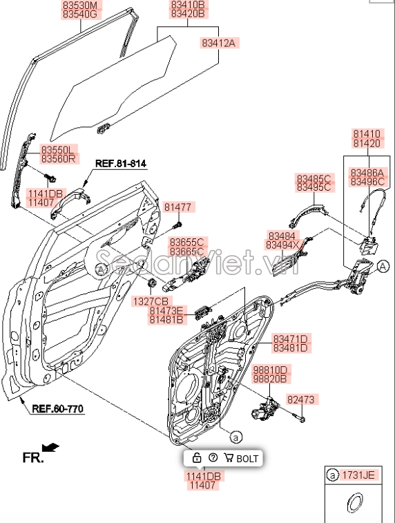 Mô tơ lên xuống kính cánh cửa Hyundai Tucson 2015