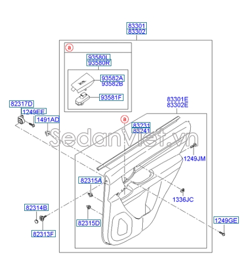 Công tắc lên xuống kính cửa Hyundai Santafe 2010-2012