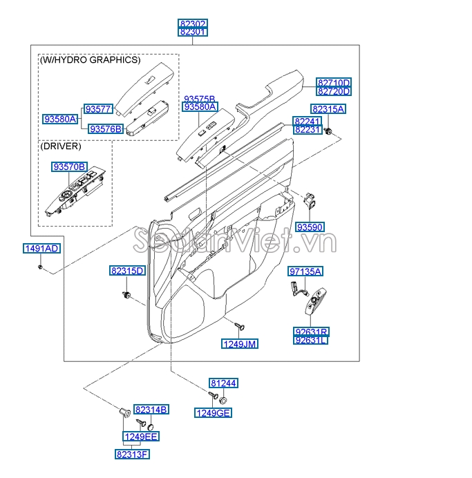 Công tắc lên xuống kính cửa Hyundai Santafe 2006-2008