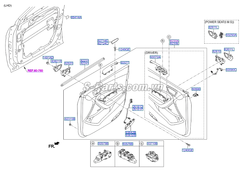 Công tắc lên xuống cánh cửa Hyundai Santafe 2013-2015